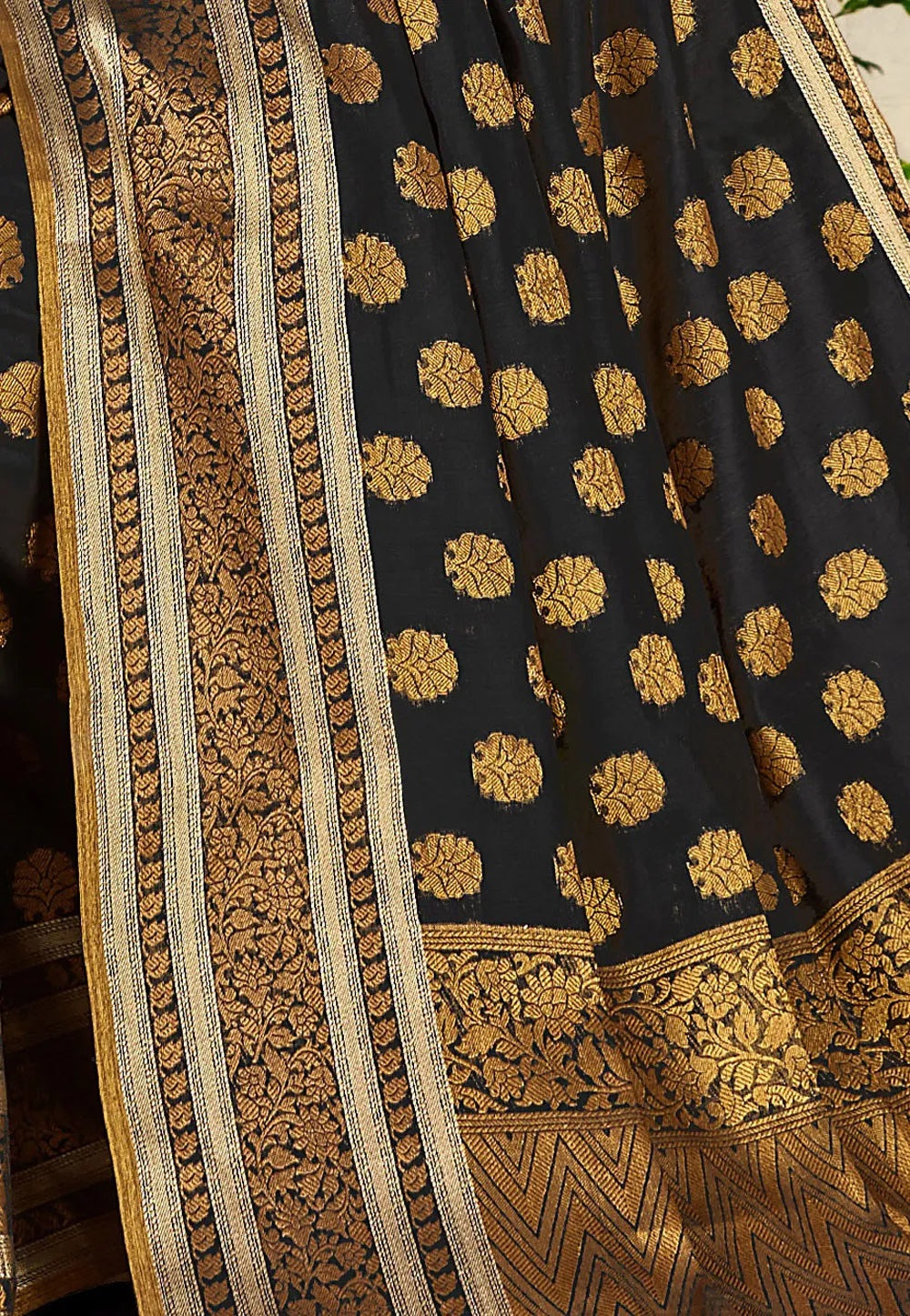 Ishika Fab Black Chanderi Cotton Saree