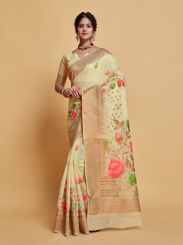 Ishika Fab Beige Soft Cotton Saree