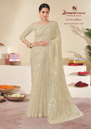 Laxmipati Adita K-335 White Organza Saree