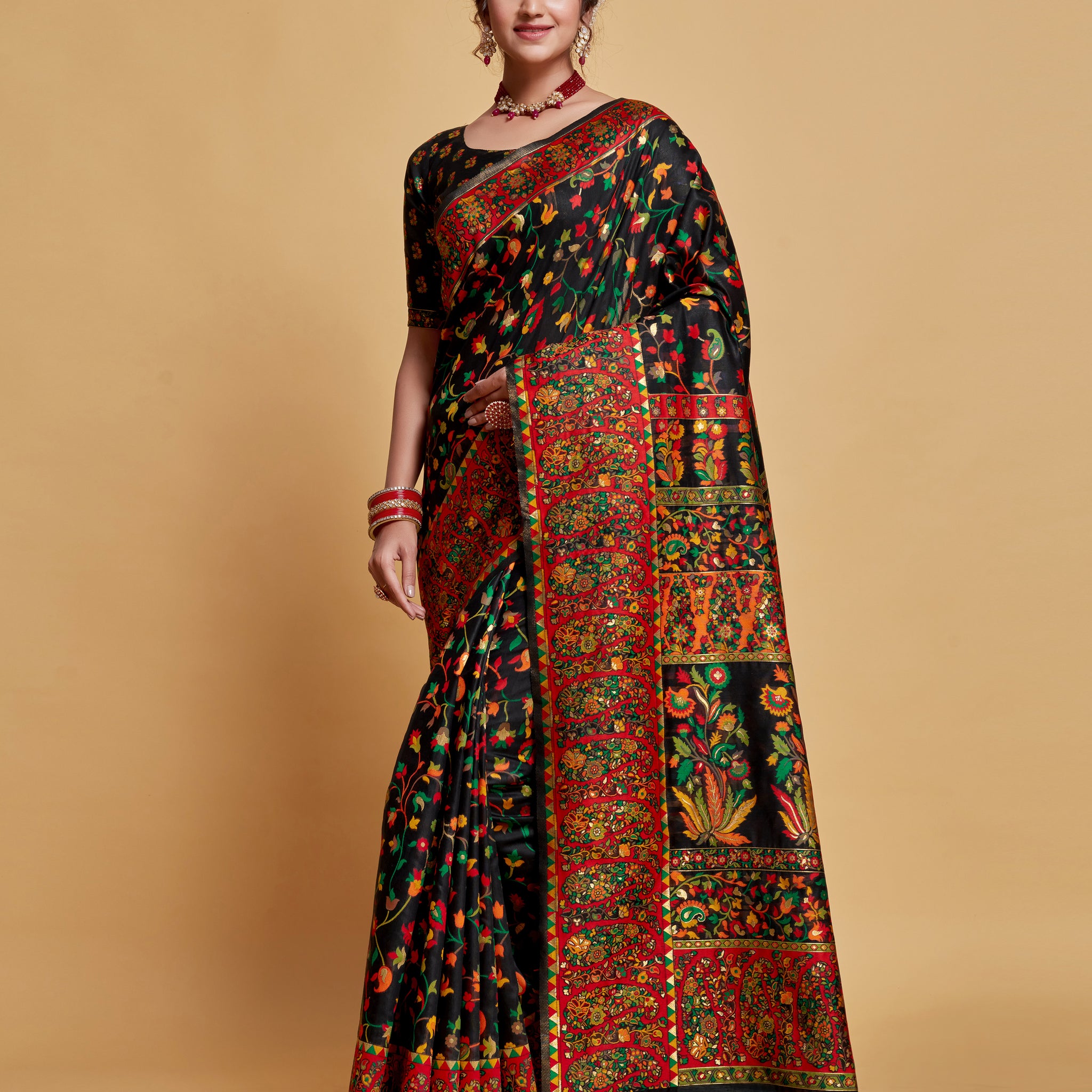 Ishika Fab Black Soft Modal Silk Saree