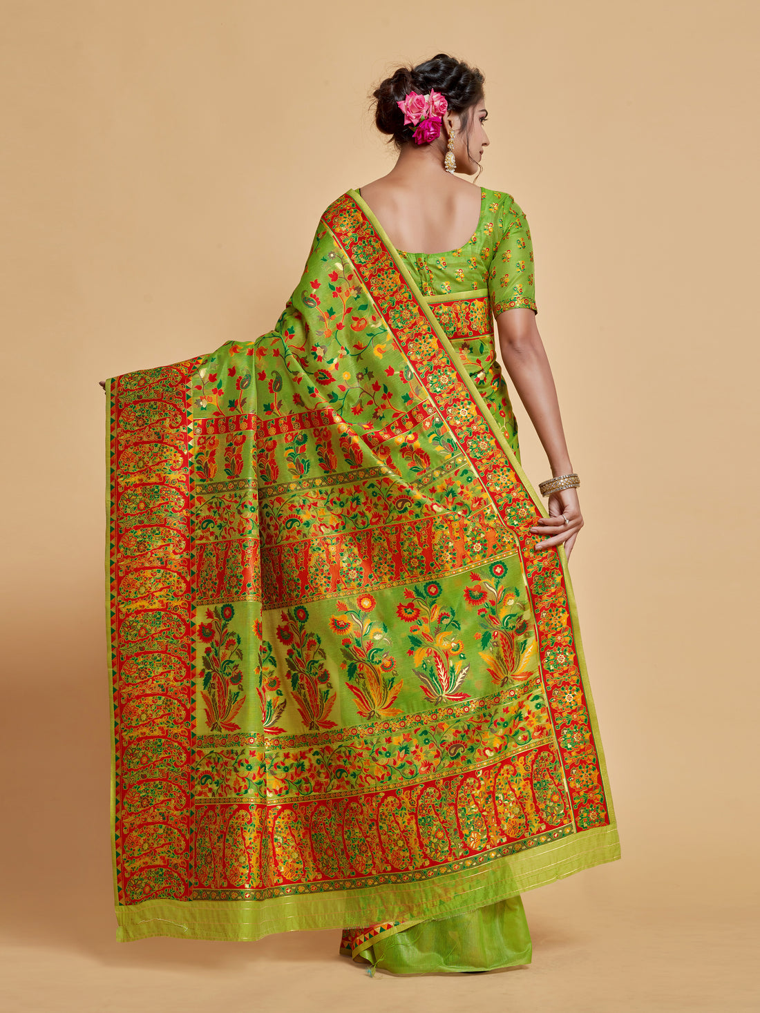 Ishika Fab Green Soft Modal Silk Saree