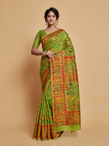 Ishika Fab Green Soft Modal Silk Saree