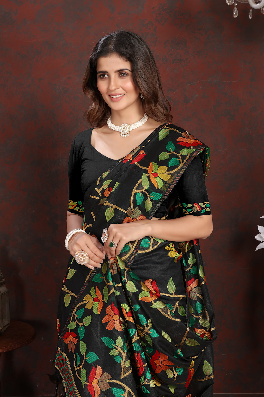 Ishika Fab Black Soft Cotton Saree