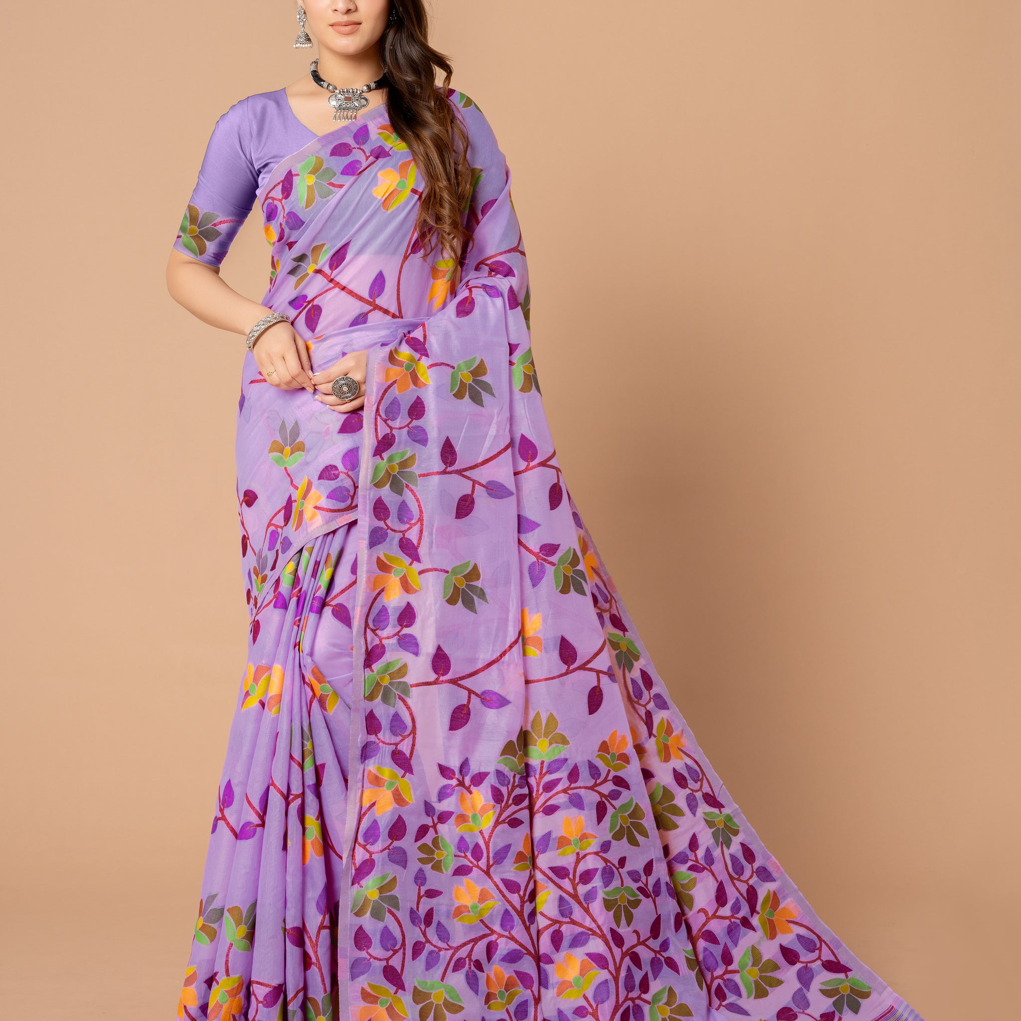 Ishika Fab Lavender Soft Cotton Saree