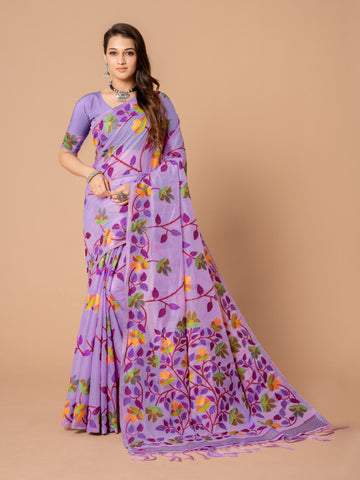 Ishika Fab Lavender Soft Cotton Saree