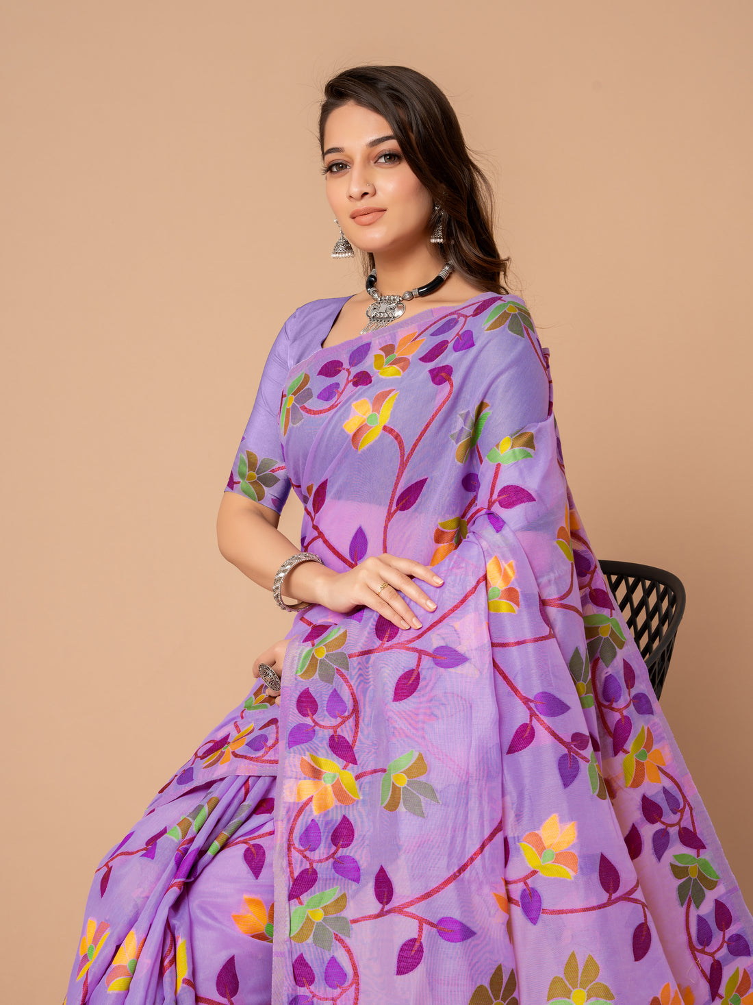 Ishika Fab Lavender Soft Cotton Saree