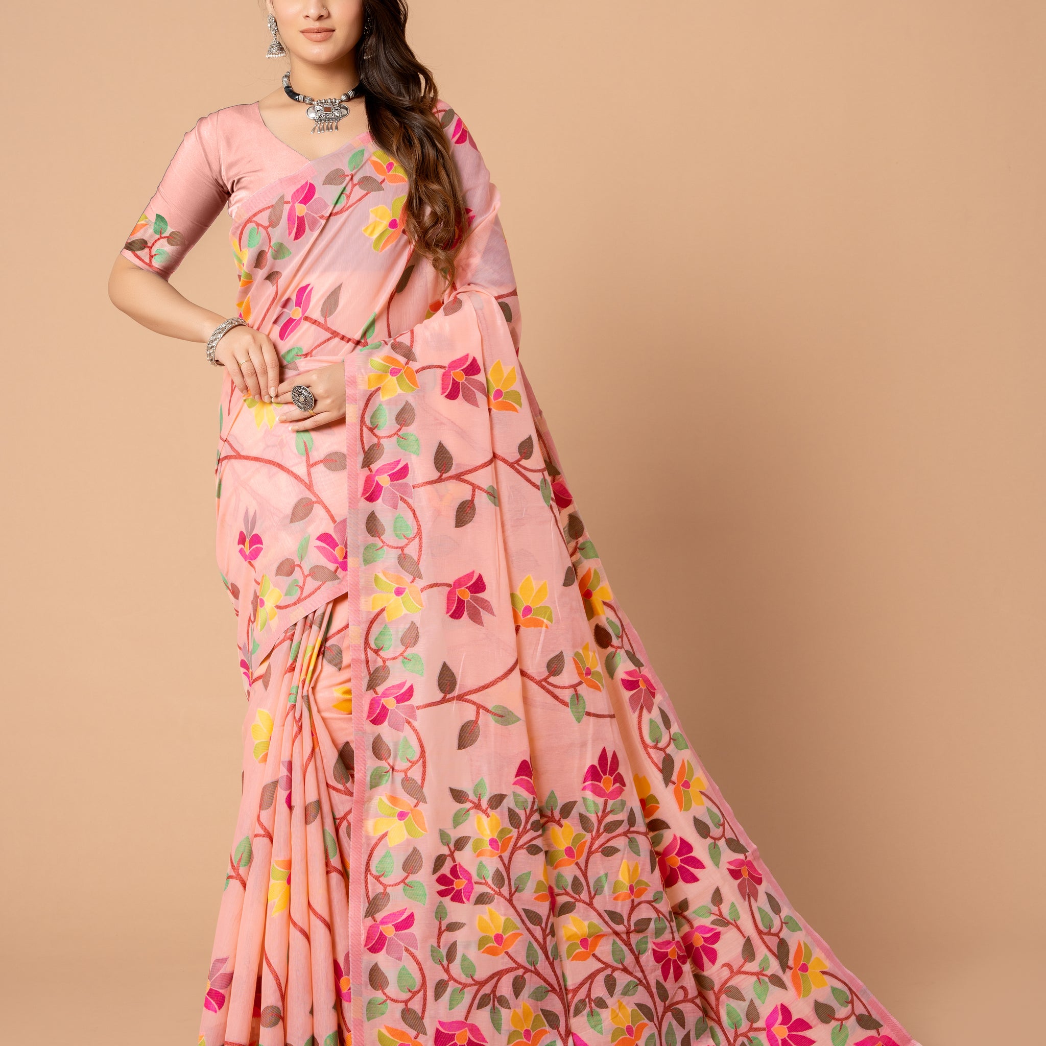 Ishika Fab Pink Soft Cotton Saree