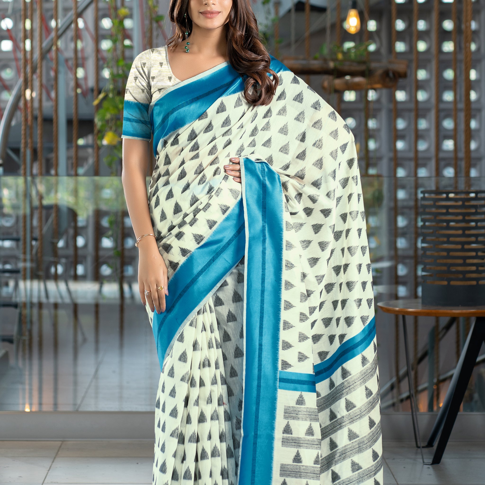 Ishika Fab Cyan Blue Soft Cotton Saree