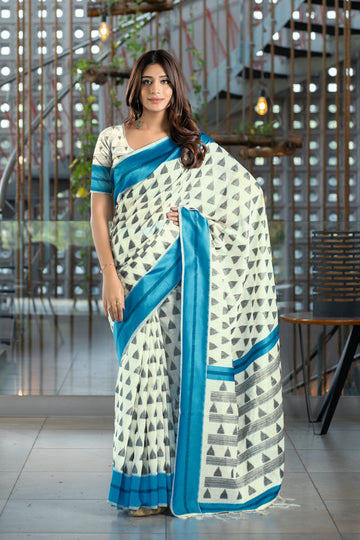 Ishika Fab Cyan Blue Soft Cotton Saree