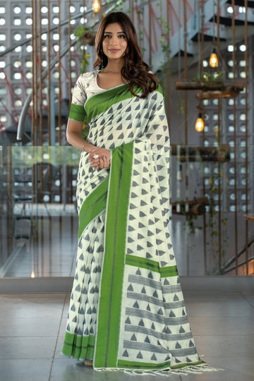 Ishika Fab Grass Green Soft Cotton Saree