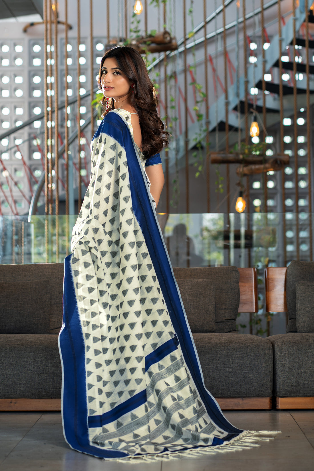 Ishika Fab Navy Blue Soft Cotton Saree