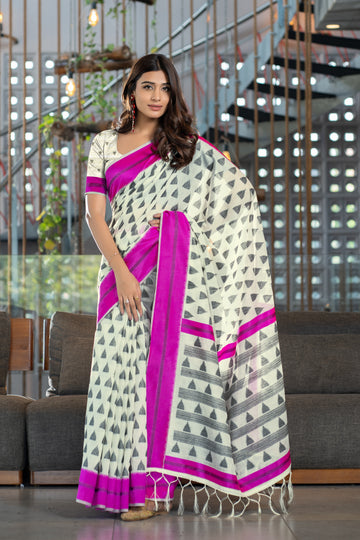 Ishika Fab Hot Pink Soft Cotton Saree