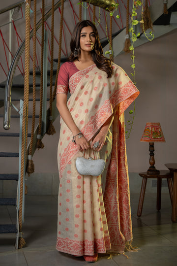 Ishika Fab Pink Soft Cotton Saree