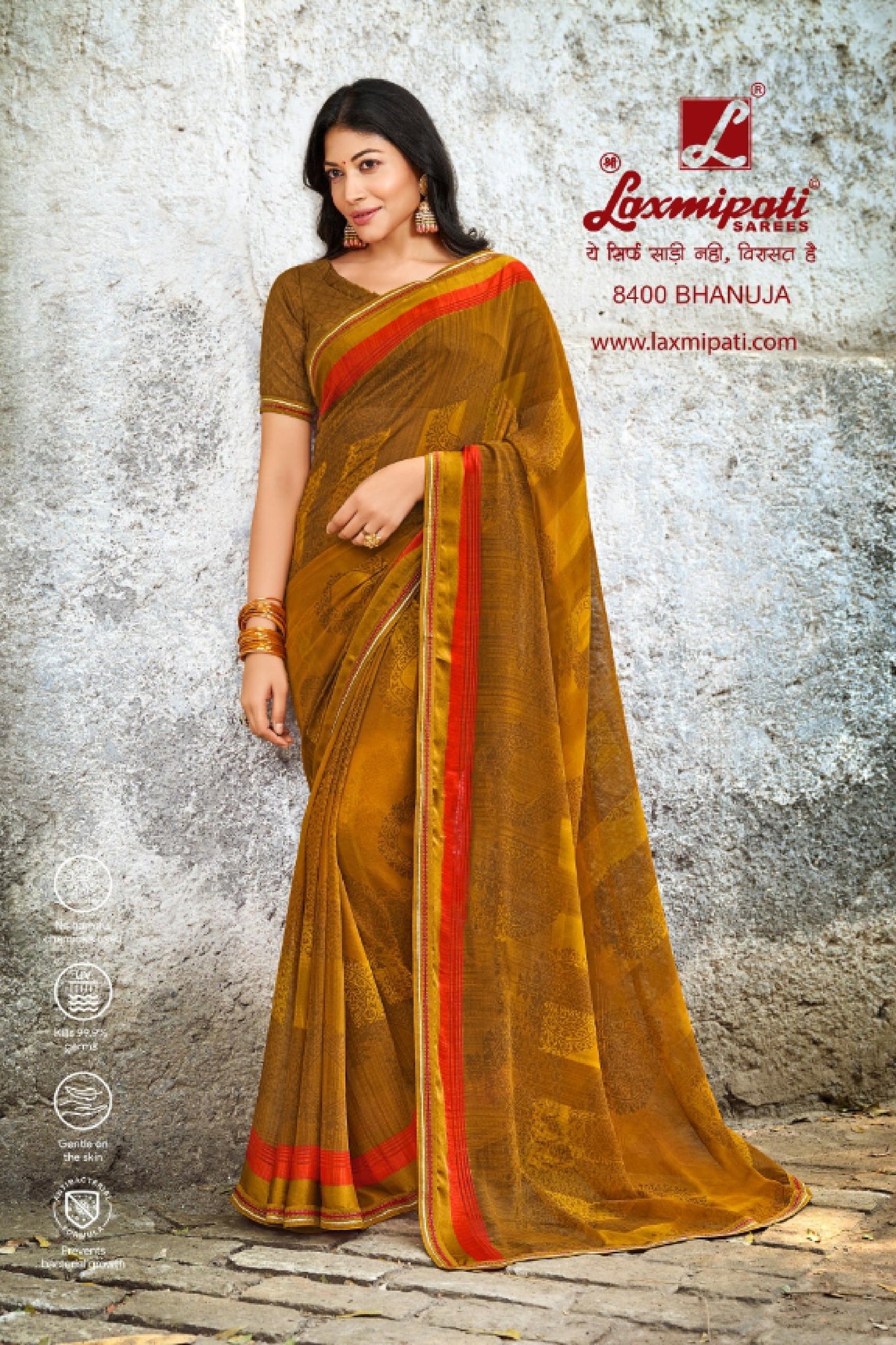 Laxmipati Kayra 8400 Mustard Yellow Georgette Saree