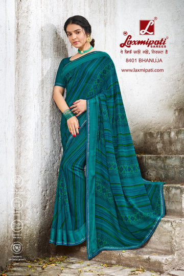 Laxmipati Kayra 8401 Firozi Blue Georgette Saree