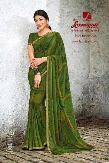 Laxmipati Kayra 8404 Olive Green Georgette Saree