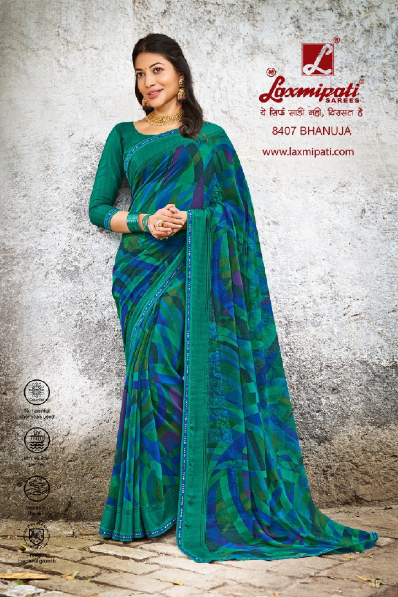 Laxmipati Kayra 8407 Green Georgette Saree