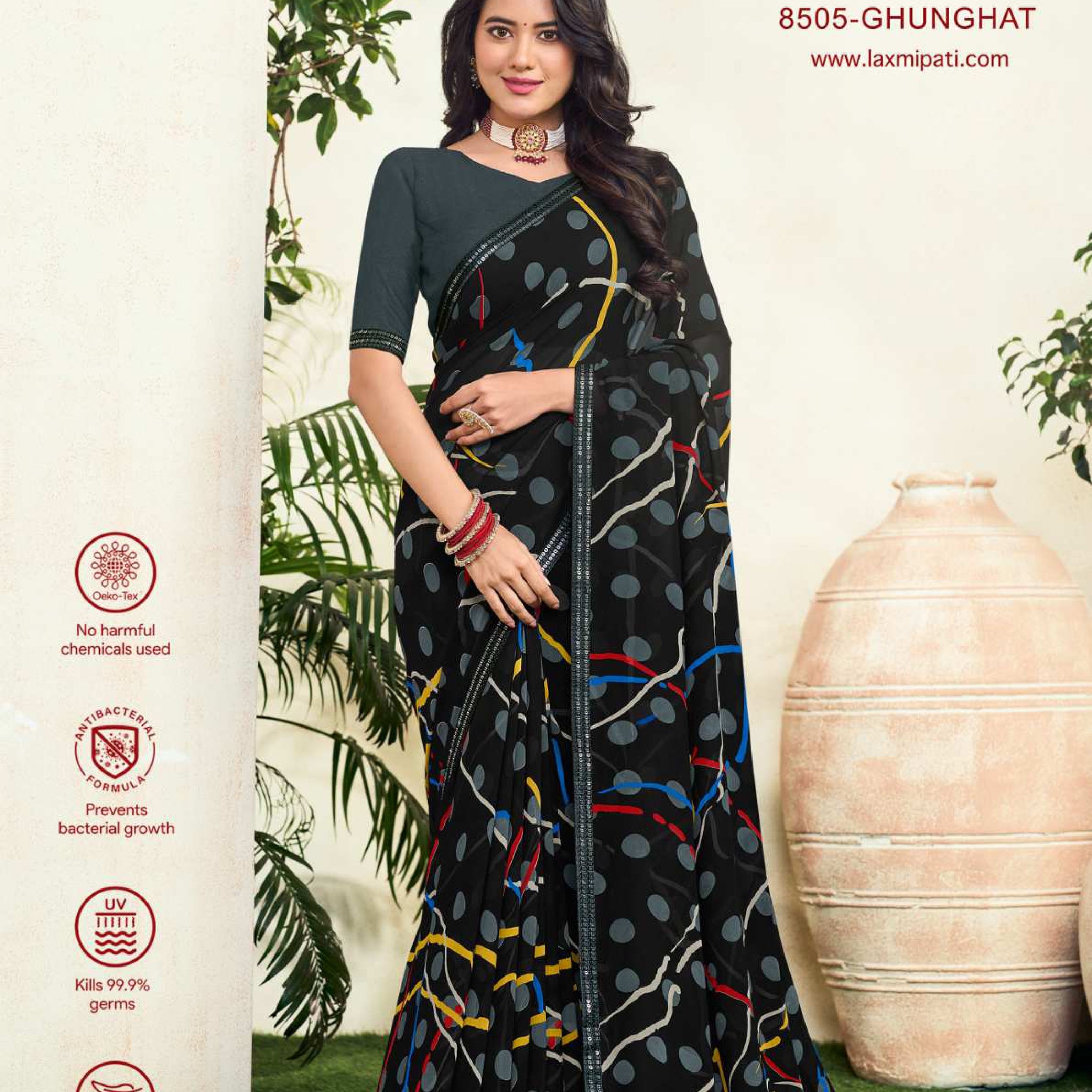 Laxmipati Simran 8505 Black Georgette Saree