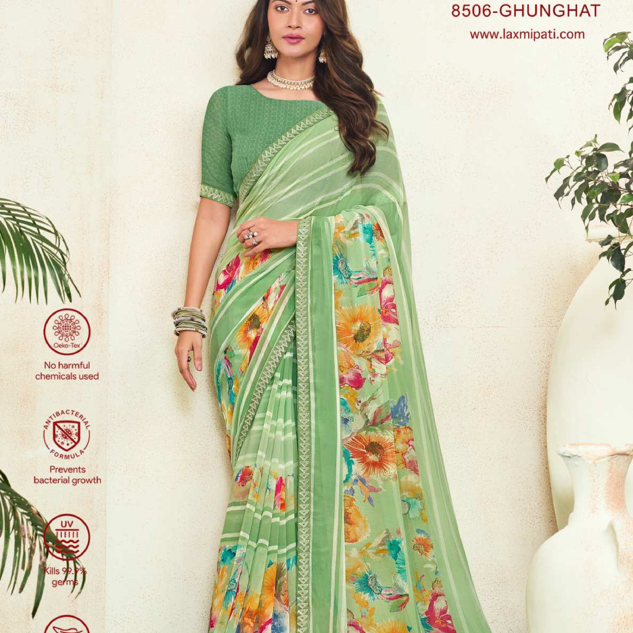 Laxmipati Simran 8506 Sea Green Georgette Saree