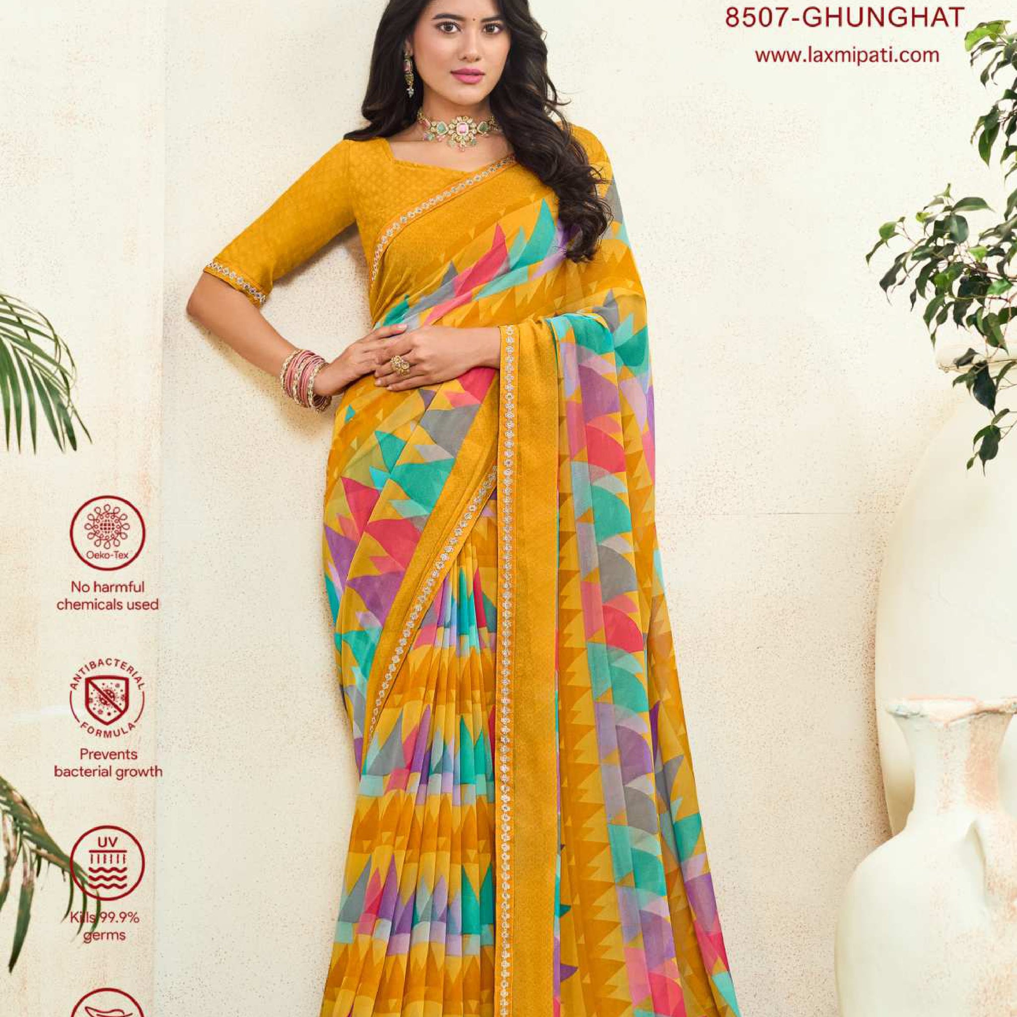 Laxmipati Simran 8507 Mustard Georgette Saree