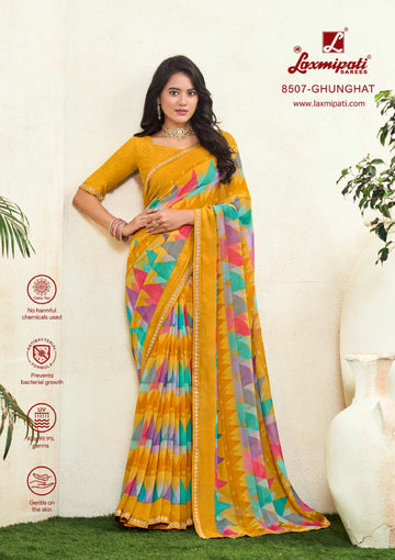 Laxmipati Simran 8507 Mustard Georgette Saree