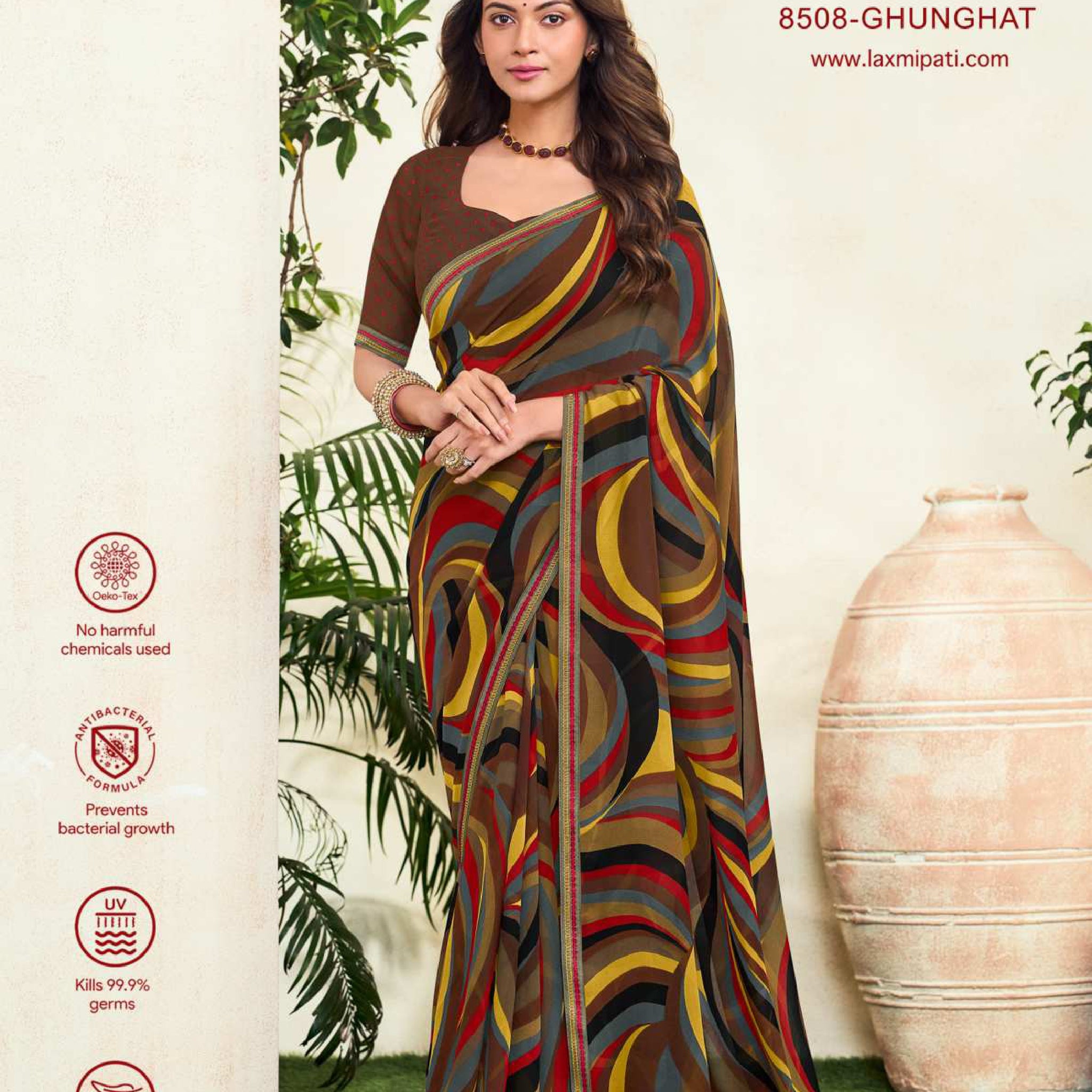 Laxmipati Simran 8508 Brown Georgette Saree