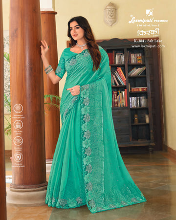 Laxmipati Firki K-384 Sea Green Organza Saree