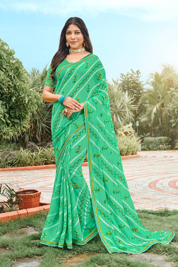 Laxmipati Varsha N-2002 Green Chiffon Saree