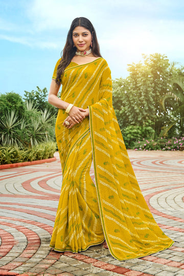 Laxmipati Varsha N-2003 Yellow Chiffon Saree