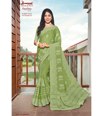 Laxmipati Niharika N-2008 Olive Chiffon Saree