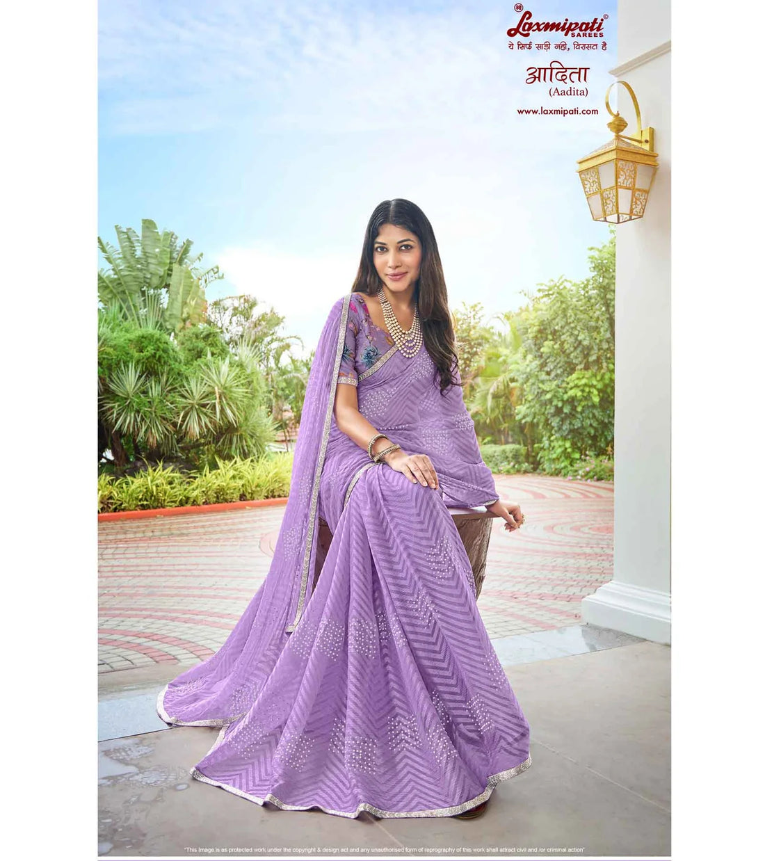 Laxmipati Adita N-2020 Purple Chiffon Brasso Saree