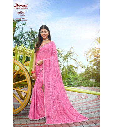 Laxmipati Adita N-2024 Pink Chiffon Brasso Saree