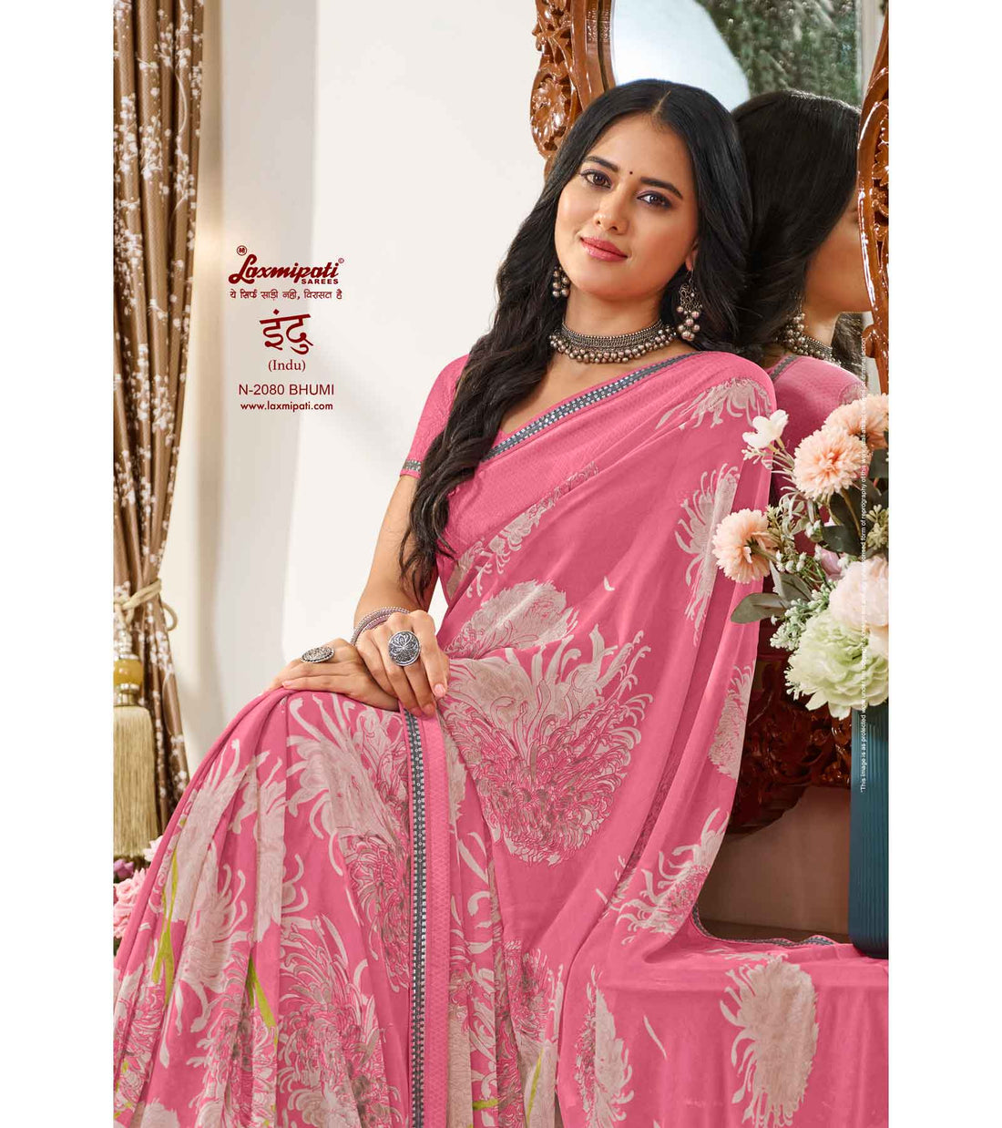 Laxmipati Indu N-2080 Pink Georgette Saree