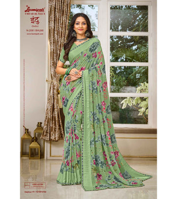 Laxmipati Indu N-2081 Green Georgette Saree