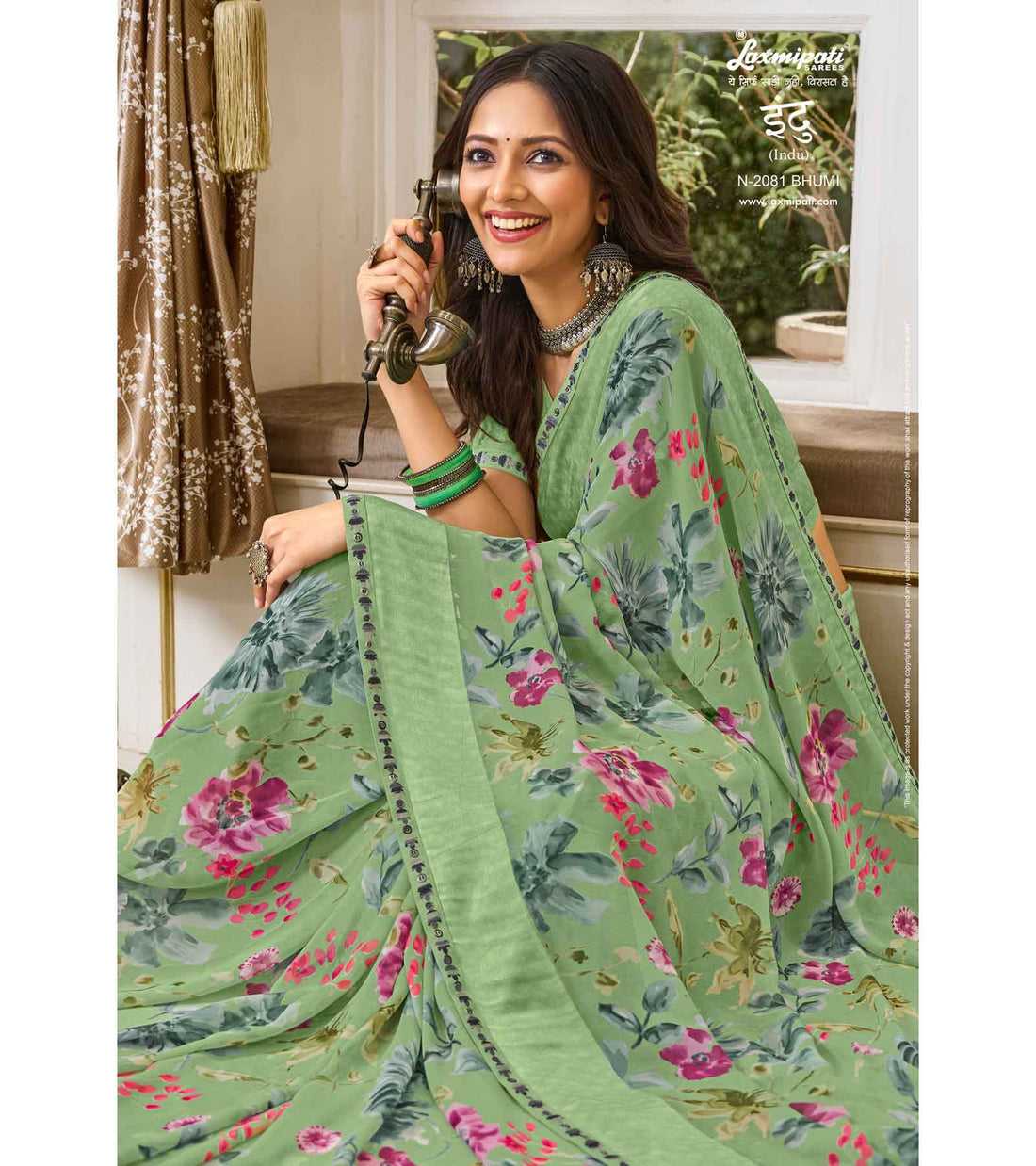 Laxmipati Indu N-2081 Green Georgette Saree