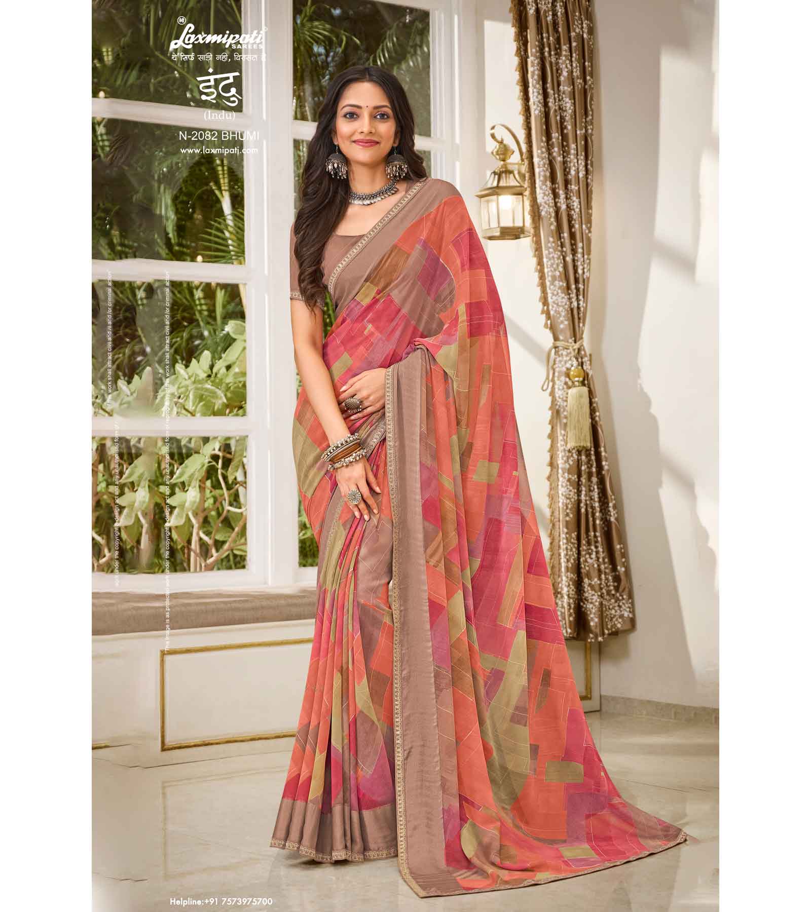 Laxmipati Indu N-2082 Multicolor Georgette Saree