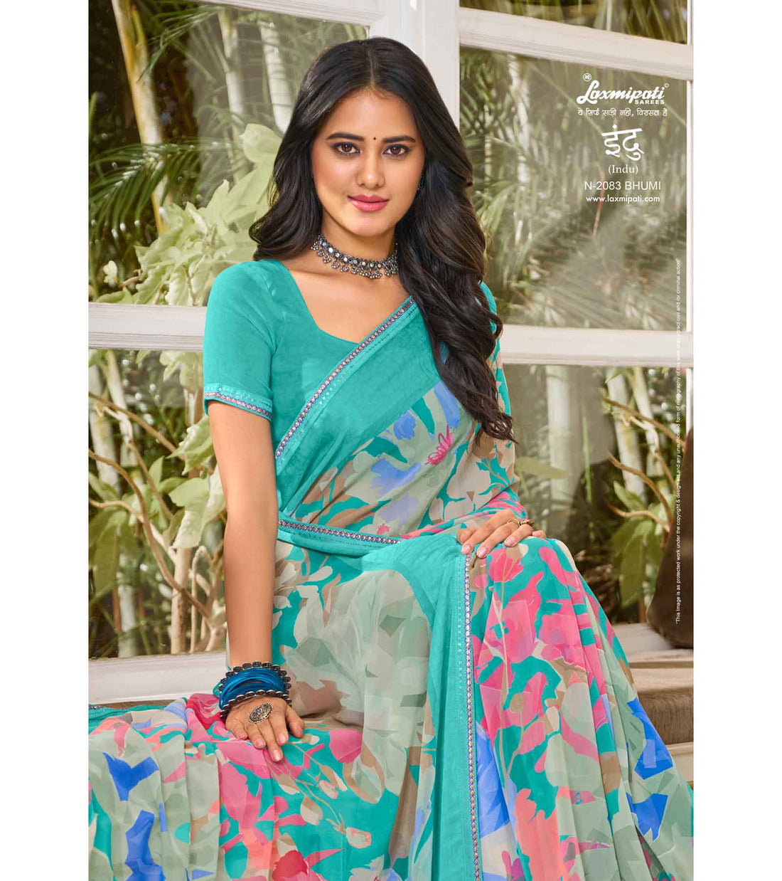 Laxmipati Indu N-2083 Blue Georgette Saree