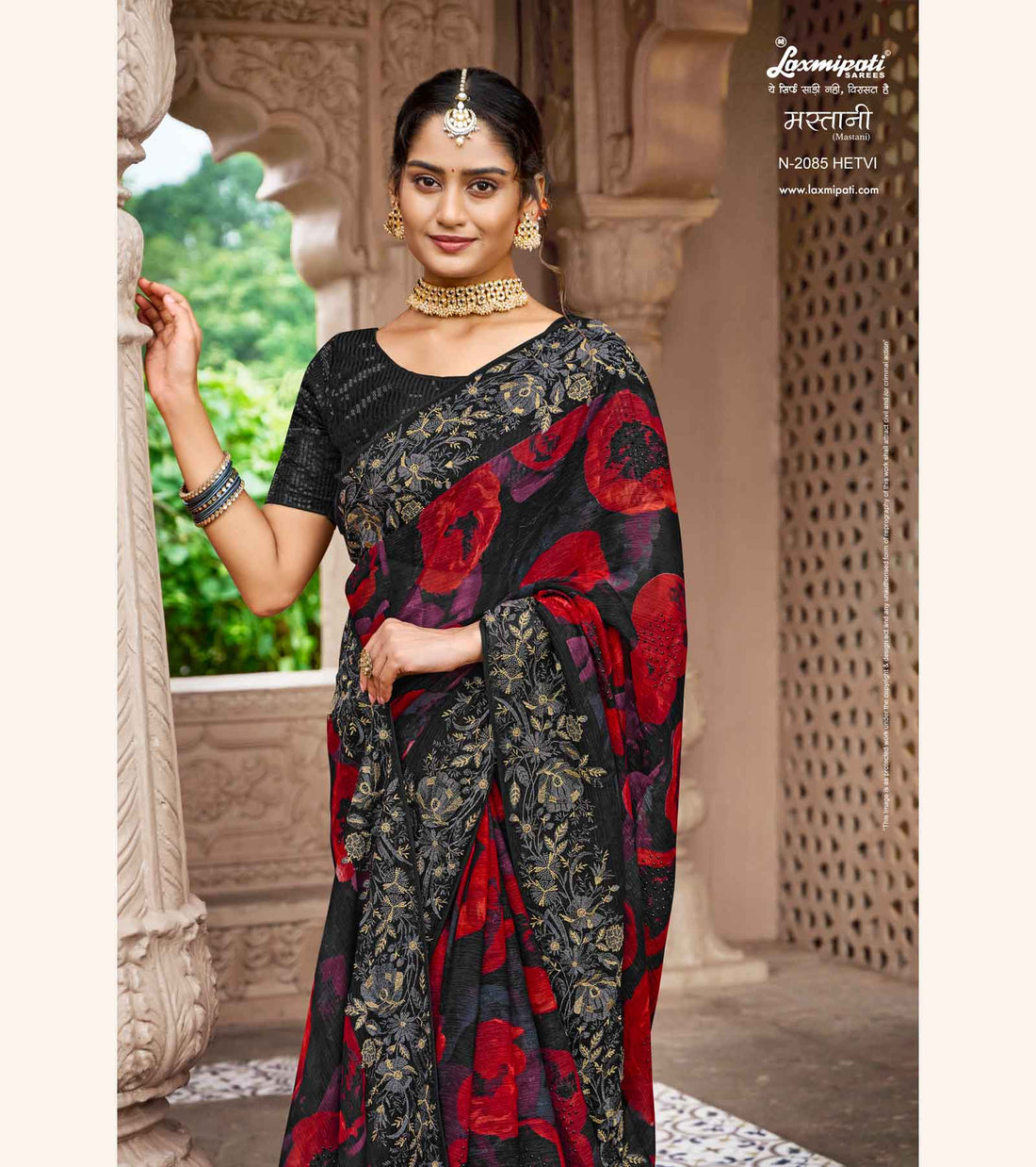 Laxmipati Mastani N-2085 Black Chiffon Saree