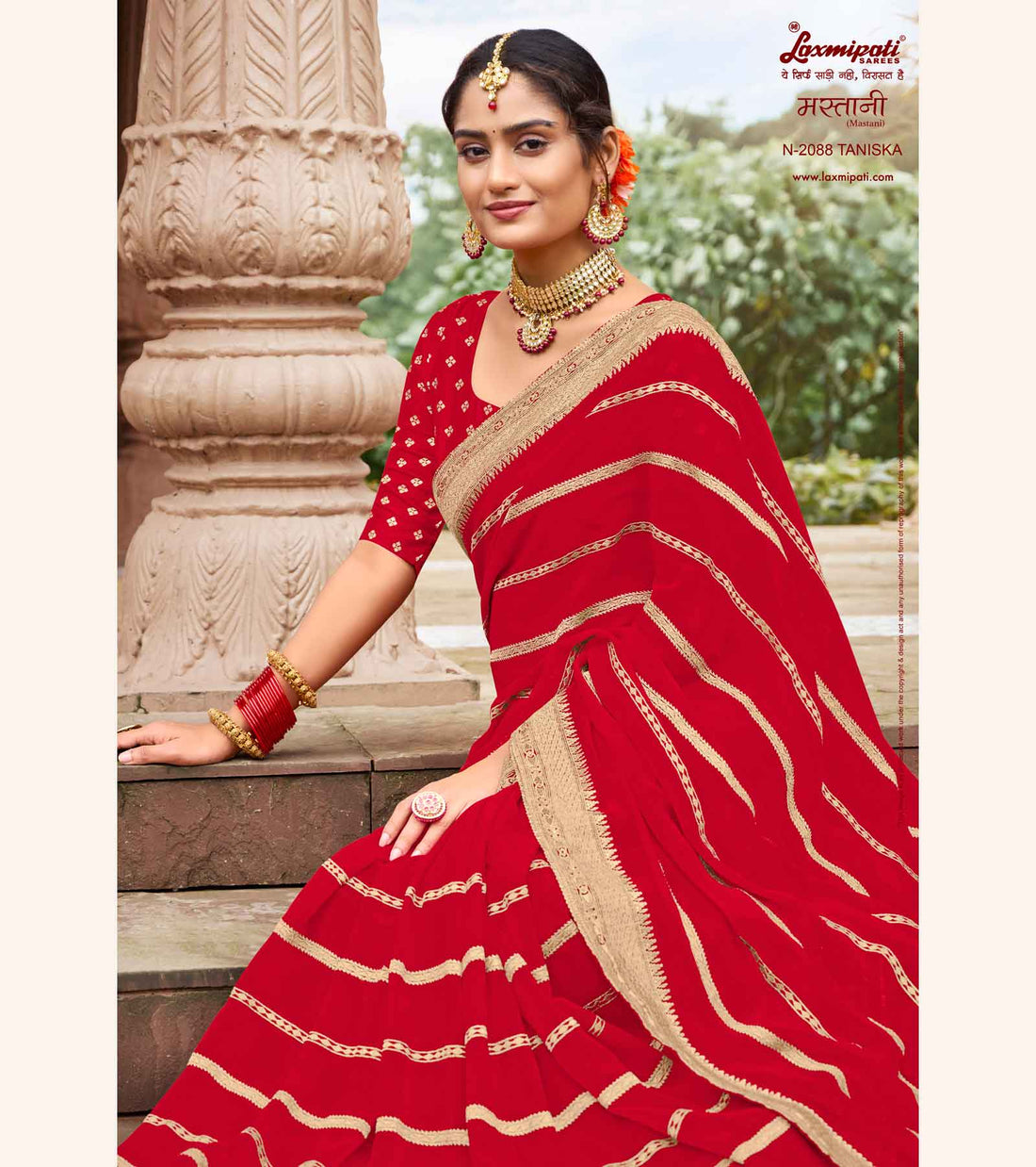 Laxmipati Mastani N-2088 Red Georgette Saree