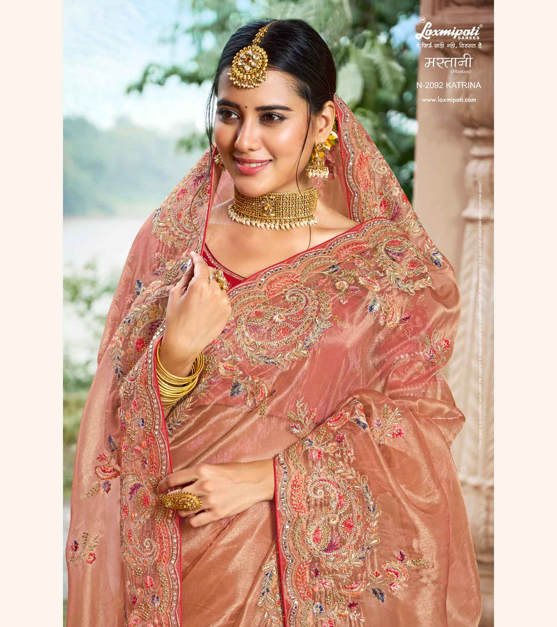 Laxmipati Mastani N-2092 Peach Organza Saree