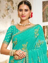 Laxmipati Zinal N-2105 Green Chiffon Saree