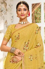 Laxmipati Zinal N-2106 Yellow Chiffon Saree