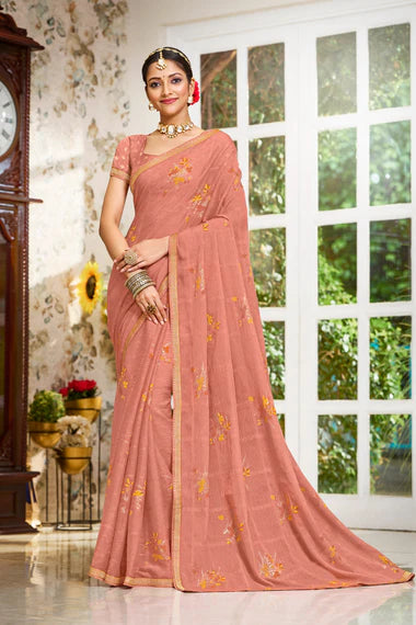 Laxmipati Zinal N-2107 Peach Chiffon Saree