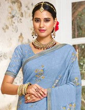 Laxmipati Zinal N-2108 Sky Blue Chiffon Saree