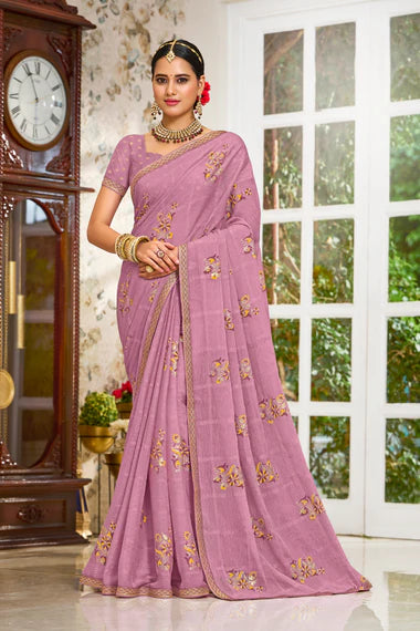 Laxmipati Zinal N-2109 Mauve Chiffon Saree