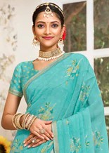 Laxmipati Zinal N-2110 Blue Chiffon Saree