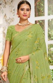 Laxmipati Zinal N-2111 Pista Green Chiffon Saree