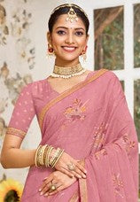 Laxmipati Zinal N-2112 Pink Chiffon Saree