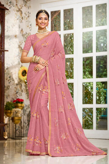 Laxmipati Zinal N-2112 Pink Chiffon Saree