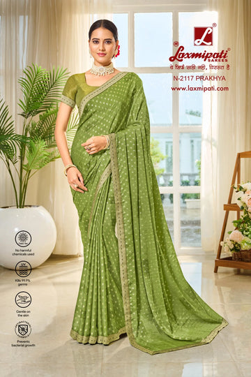 Laxmipati Ritika N-2117 Green Satin Chiffon Saree